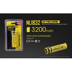 Nitecore - NL1832 - Batteria ricaricabile protetta Li-Ion 18650 3.7V 3200mAh